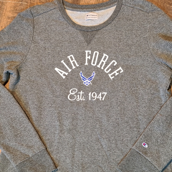 Champion Gray Heathered "Airforce" Graphic crew neck sweatshirt Size XL - Picture 5 of 7